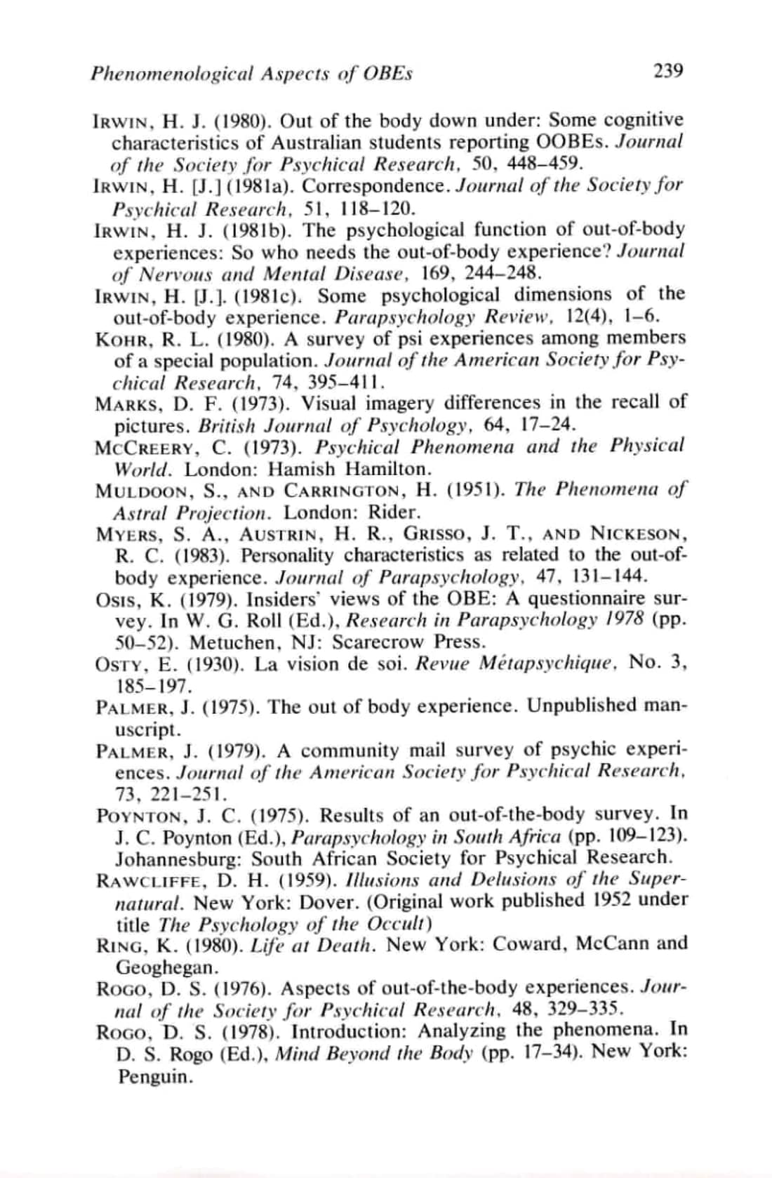 Phenomenological Aspects of Out-of-Body Experiences, page 21 of 22