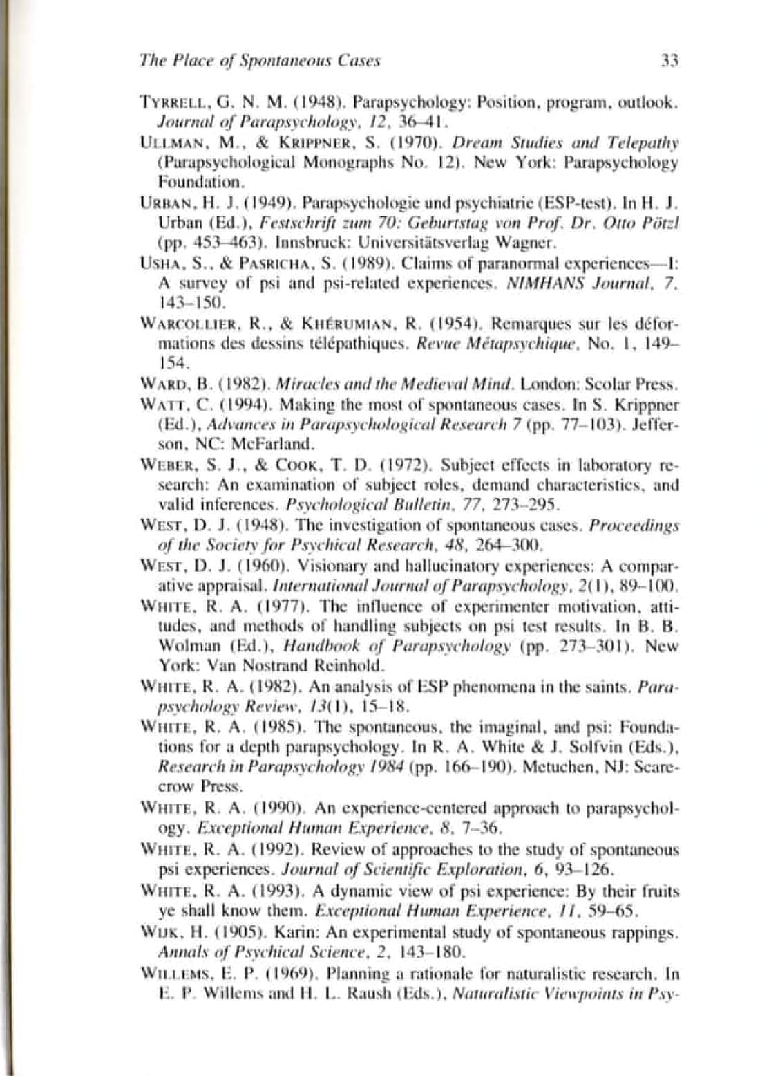 The Place of Spontaneous Cases in Parapsychology, page 33 of 34