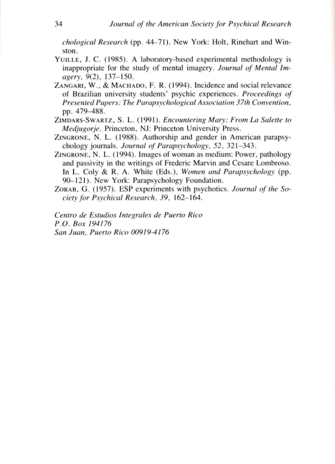 The Place of Spontaneous Cases in Parapsychology, page 34 of 34