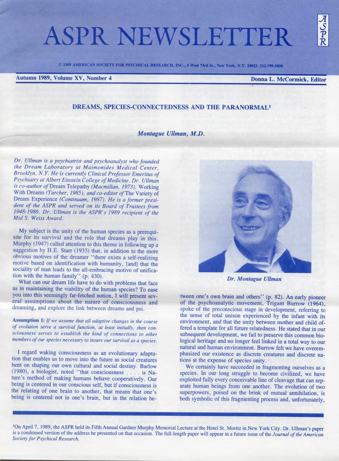 Dreams, Species-Connectedness, and the Paranormal, page 1 of 5