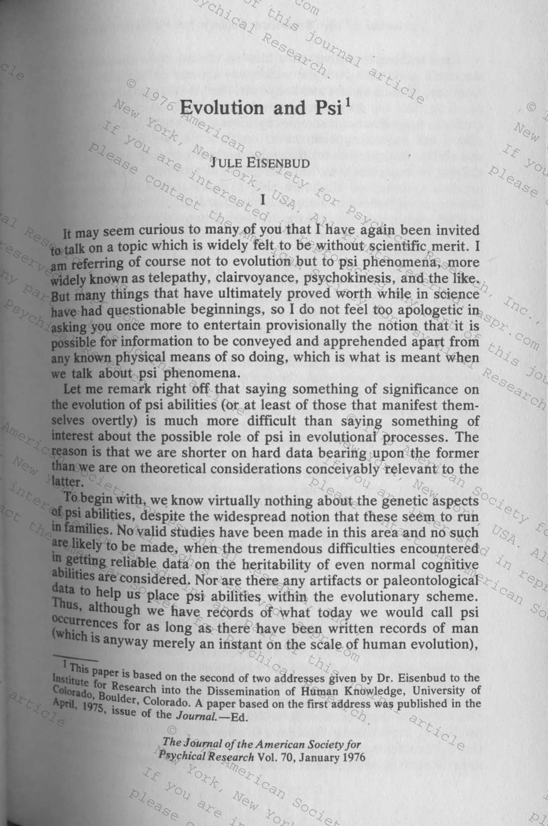 Evolution and Psi, page 1 of 19
