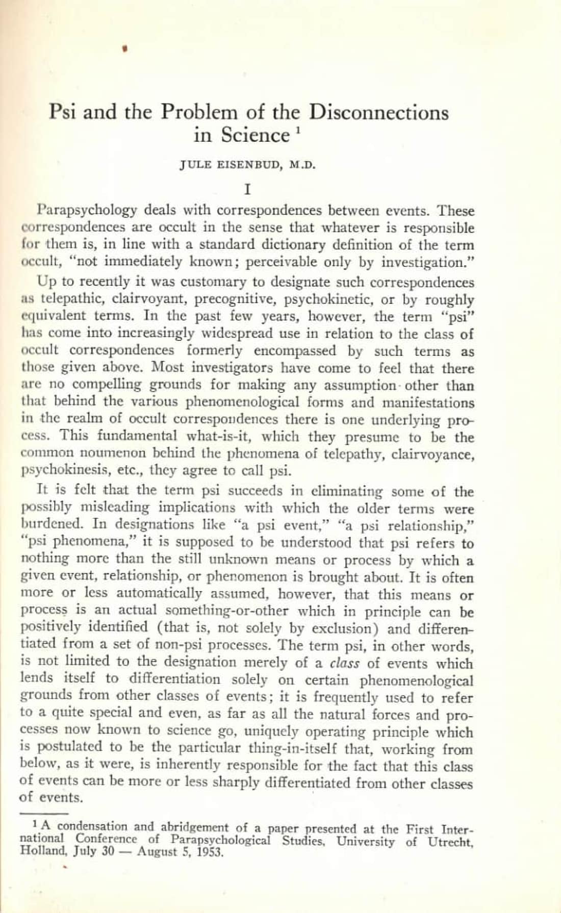 Psi and the Problem of the Disconnections in Science, page 2 of 25