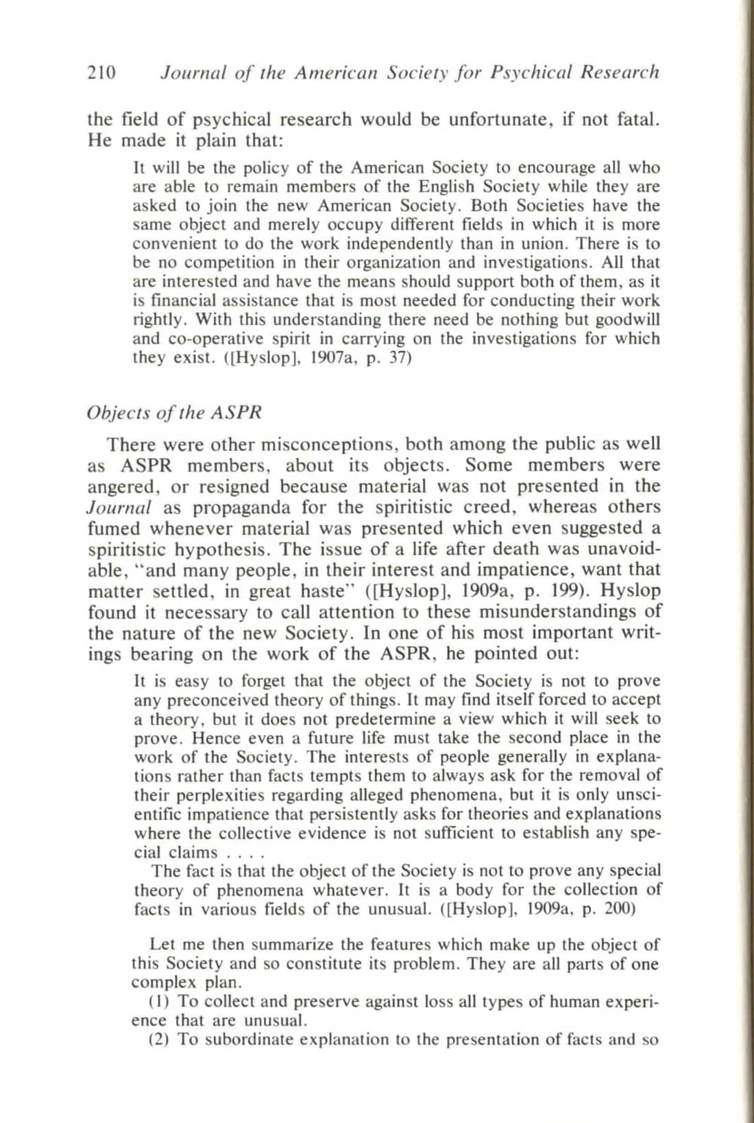 Problems of the ASPR Under J. H. Hyslop, page 6 of 15