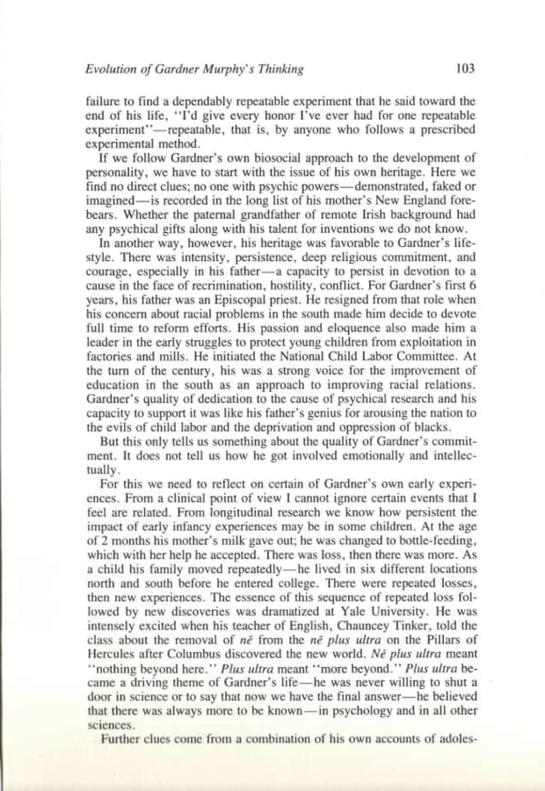 The Evolution of Gardner Murphy's Thinking in Psychology and Psychical Research, page 3 of 14