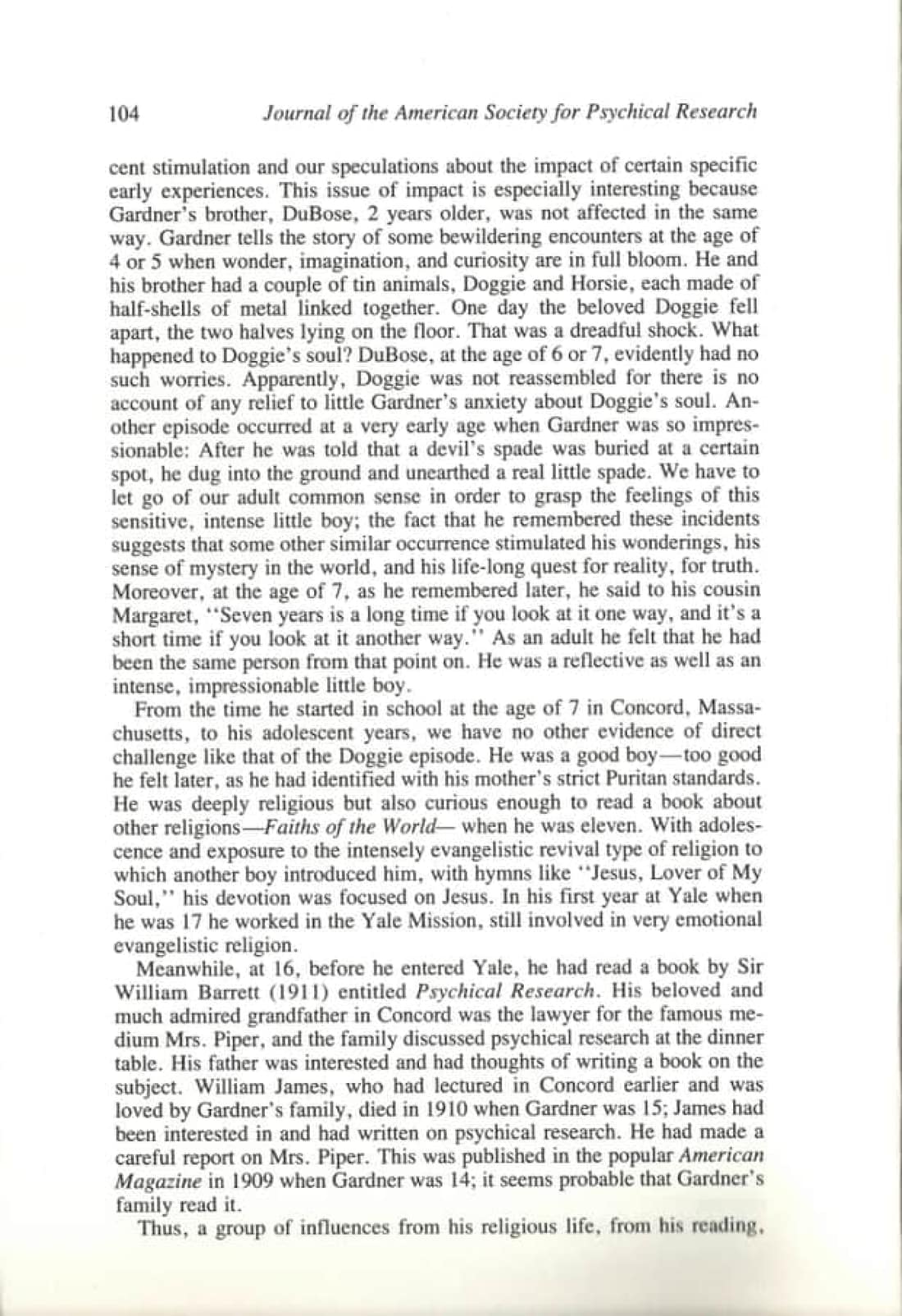 The Evolution of Gardner Murphy's Thinking in Psychology and Psychical Research, page 4 of 14