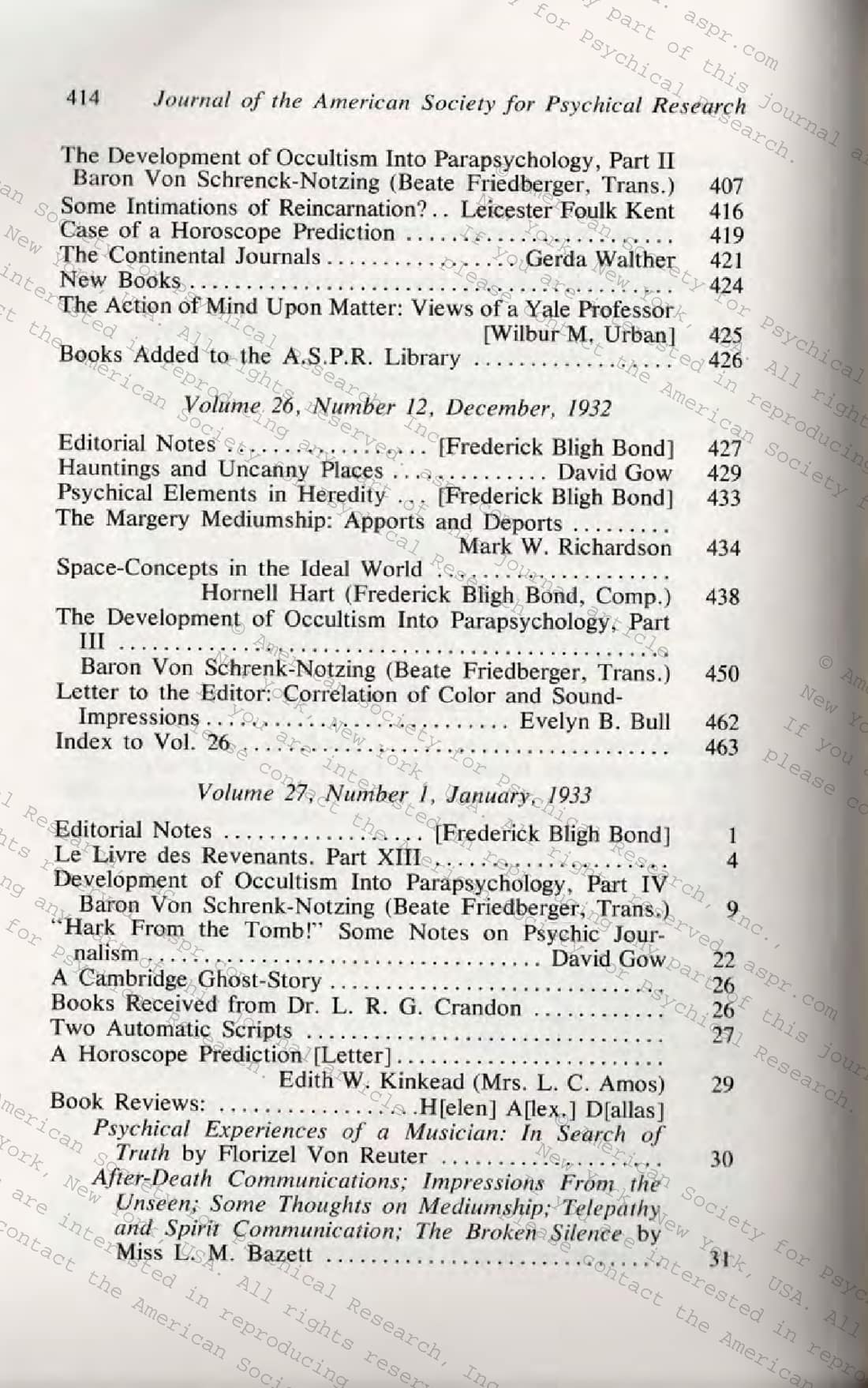 Centennial Compilation of the contents of the Proceedings and the Journal of the American Society for Psychical Research 1885-1984, page 115 of 236