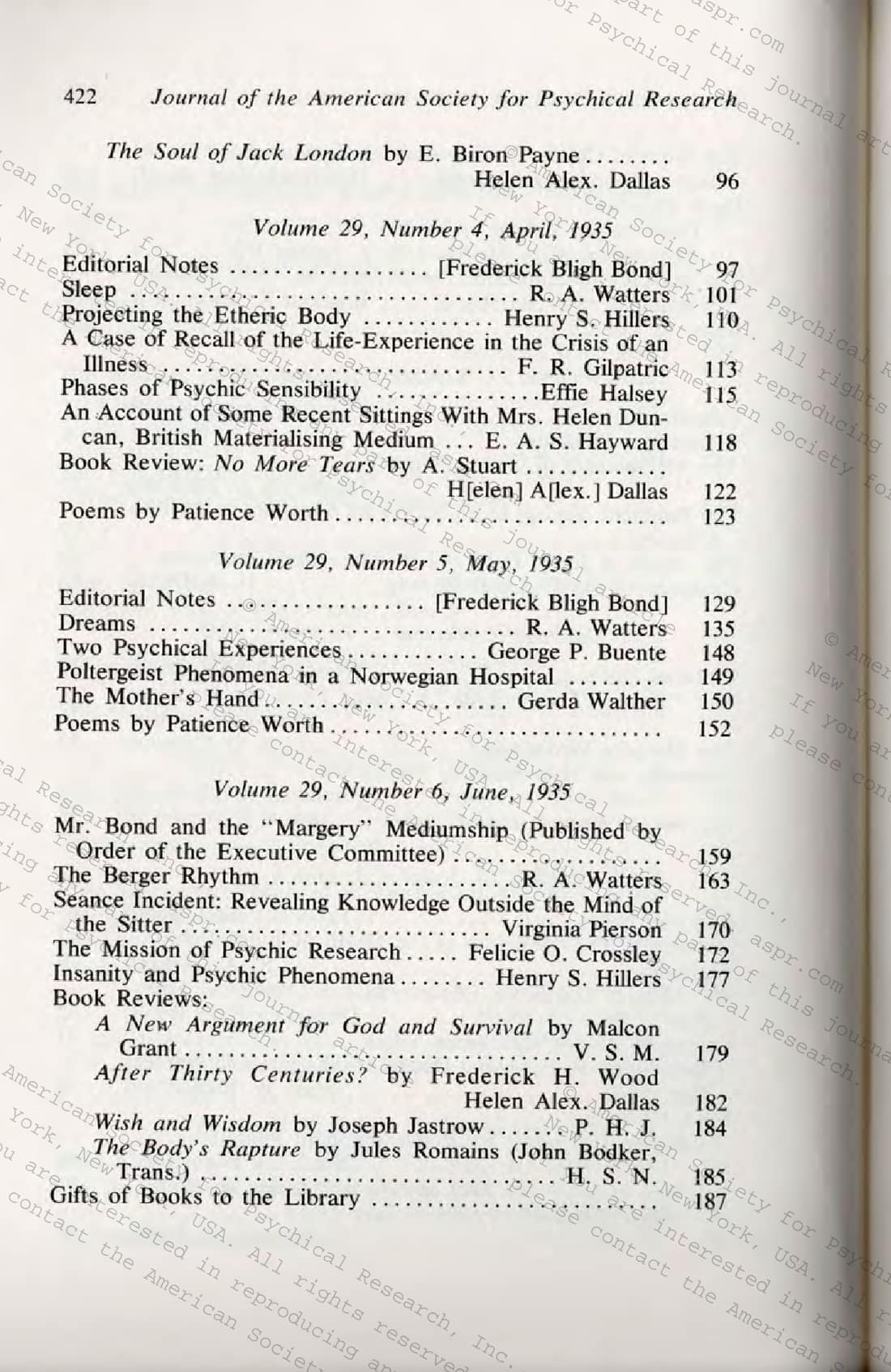 Centennial Compilation of the contents of the Proceedings and the Journal of the American Society for Psychical Research 1885-1984, page 123 of 236