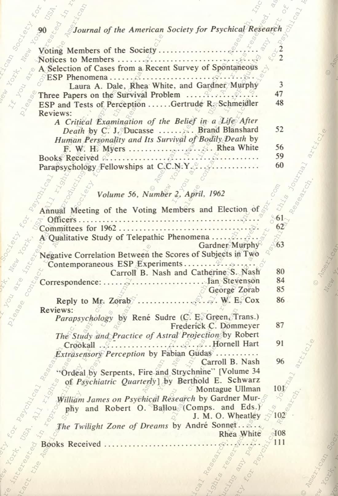 Centennial Compilation of the contents of the Proceedings and the Journal of the American Society for Psychical Research 1885-1984, page 173 of 236