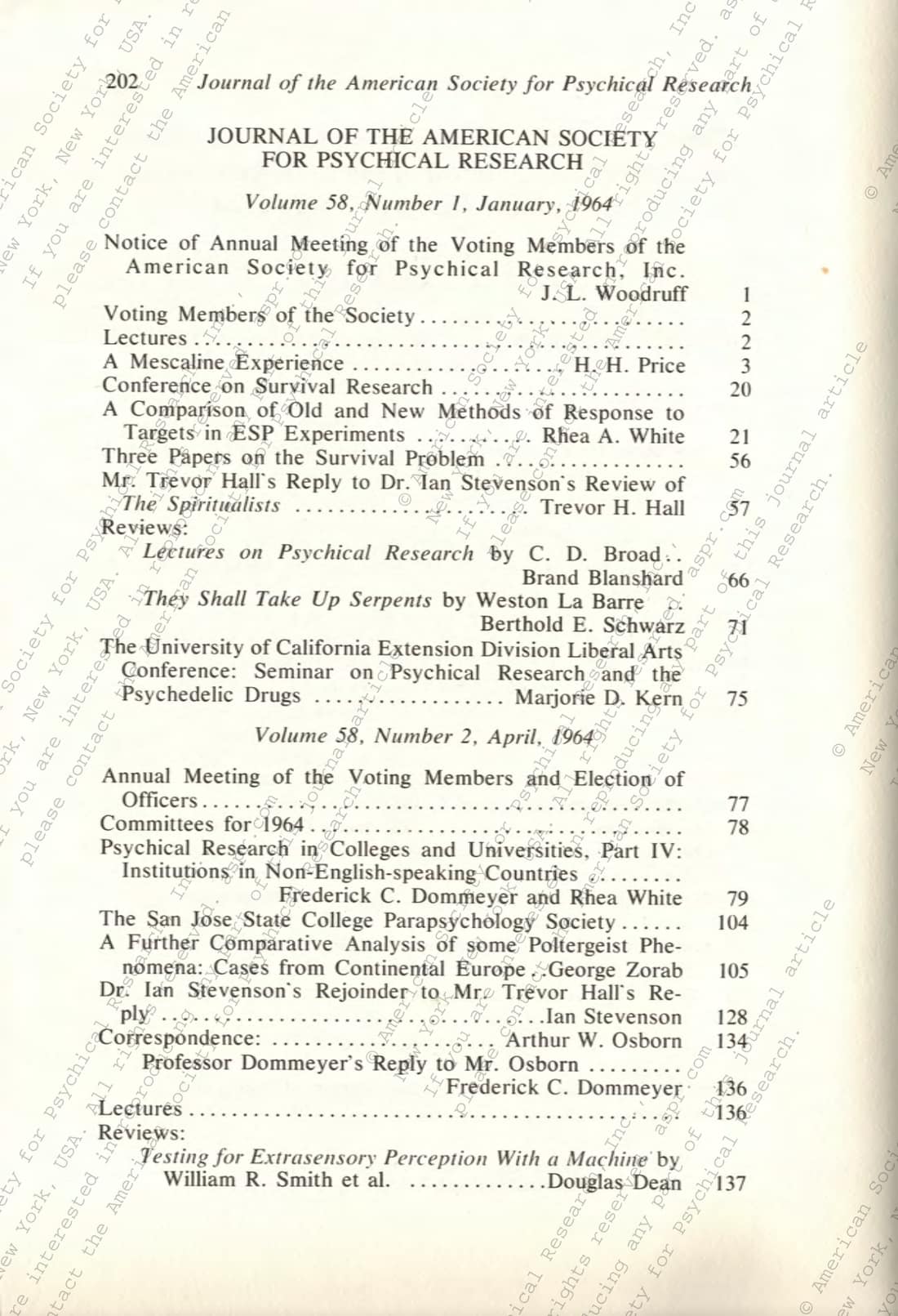 Centennial Compilation of the contents of the Proceedings and the Journal of the American Society for Psychical Research 1885-1984, page 178 of 236