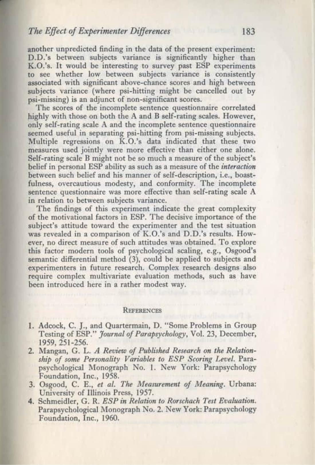 The Effect of Experimenter Differences and Subjects' Belief Level upon ESP Scores, page 26 of 28