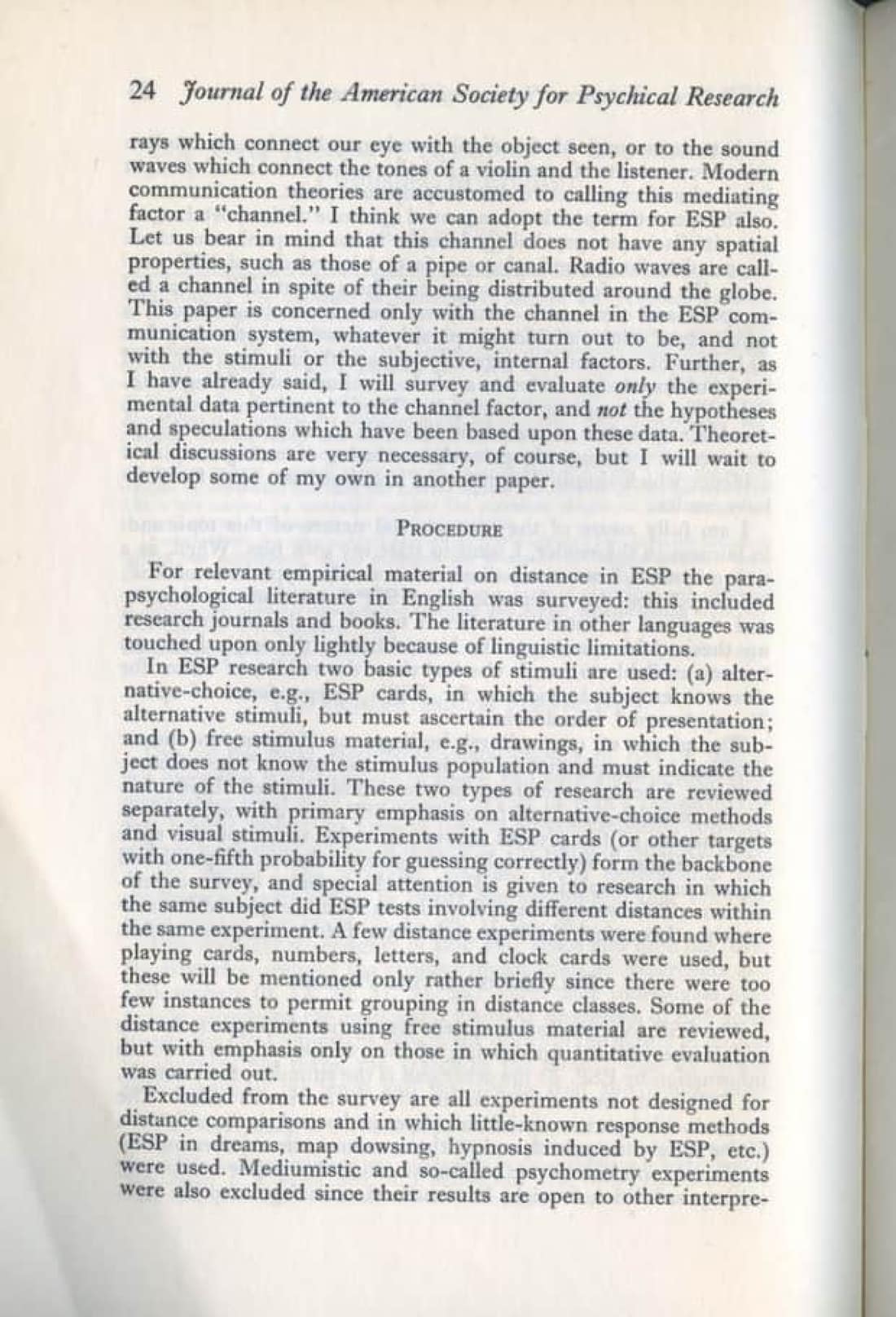 ESP Over Distance: A Survey of Experiments Published in English, page 4 of 26