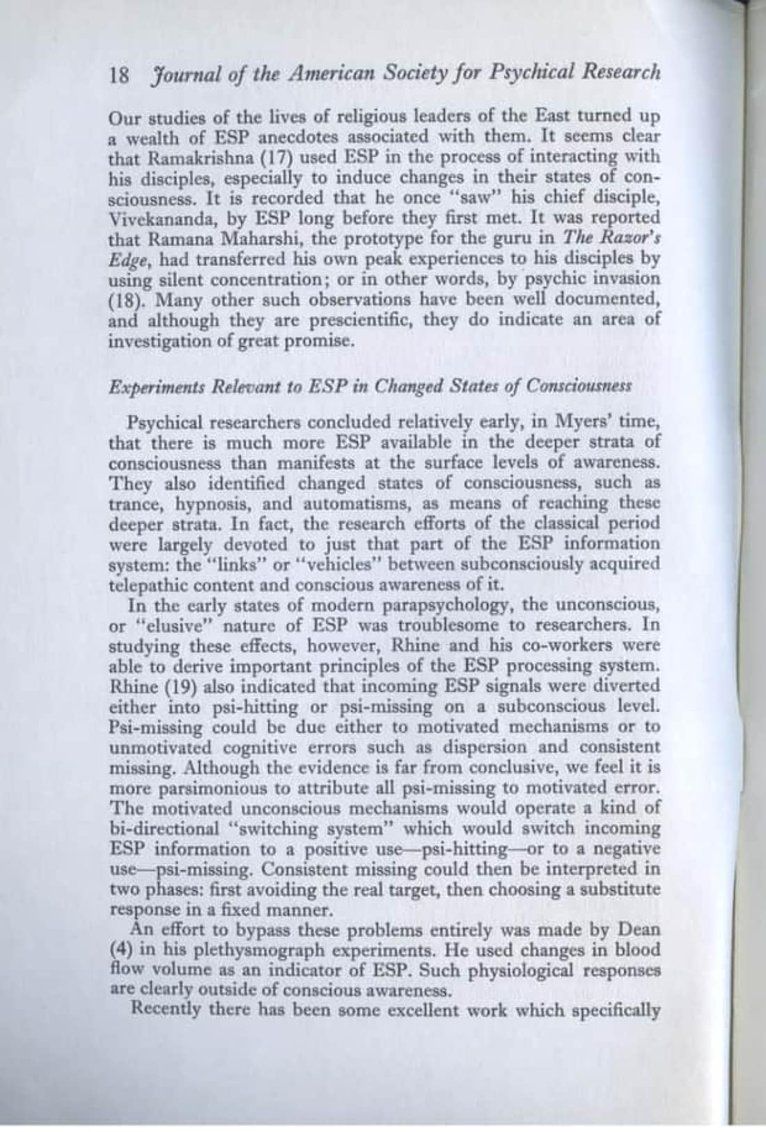 ESP and Changed States of Consciousness Induced by Meditation, page 2 of 49