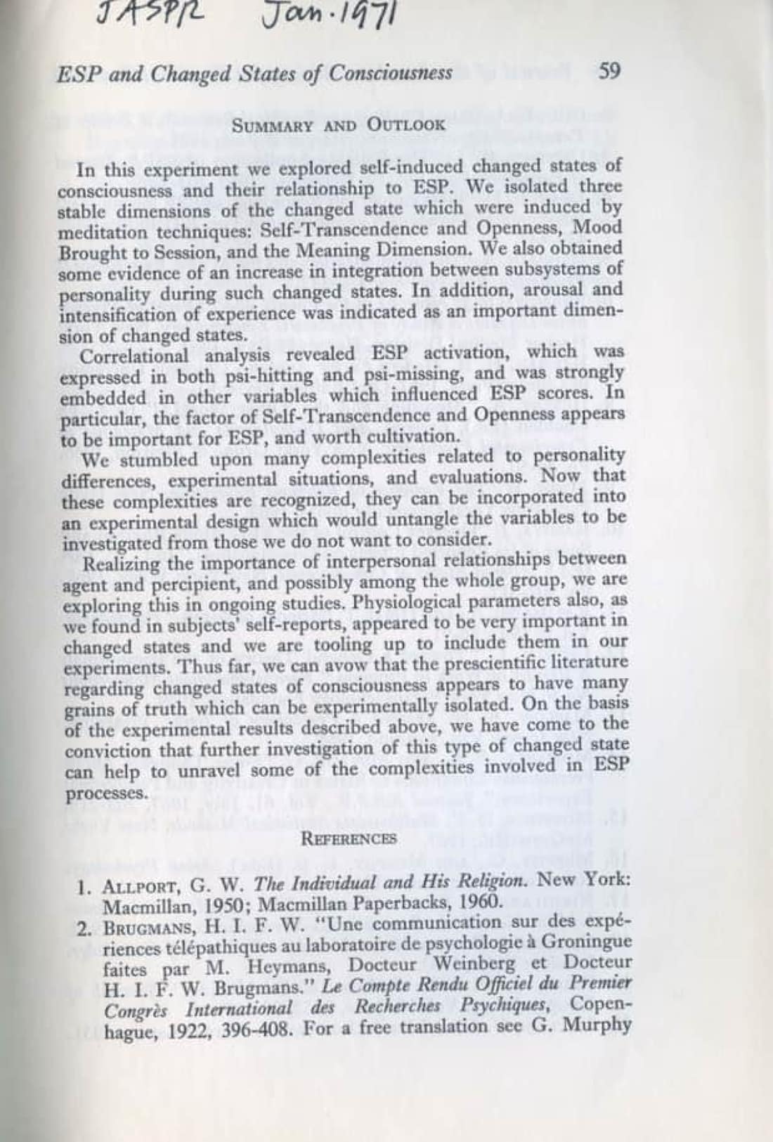 ESP and Changed States of Consciousness Induced by Meditation, page 43 of 49