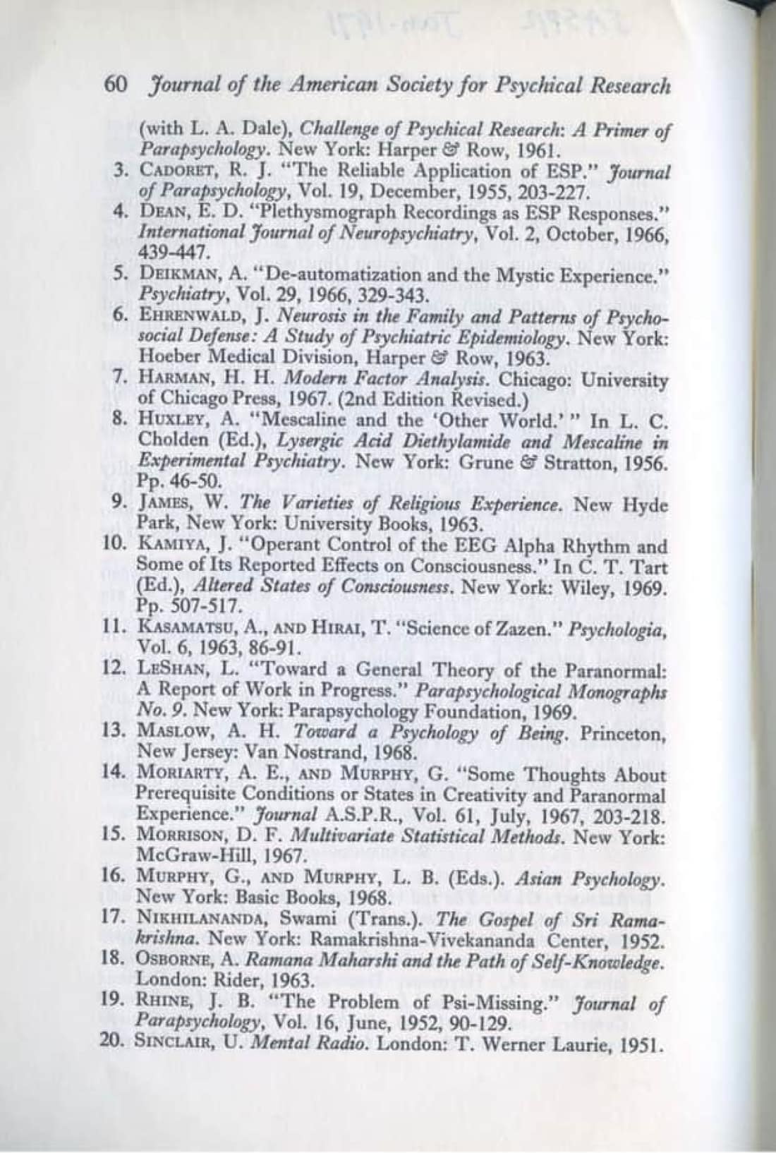 ESP and Changed States of Consciousness Induced by Meditation, page 44 of 49