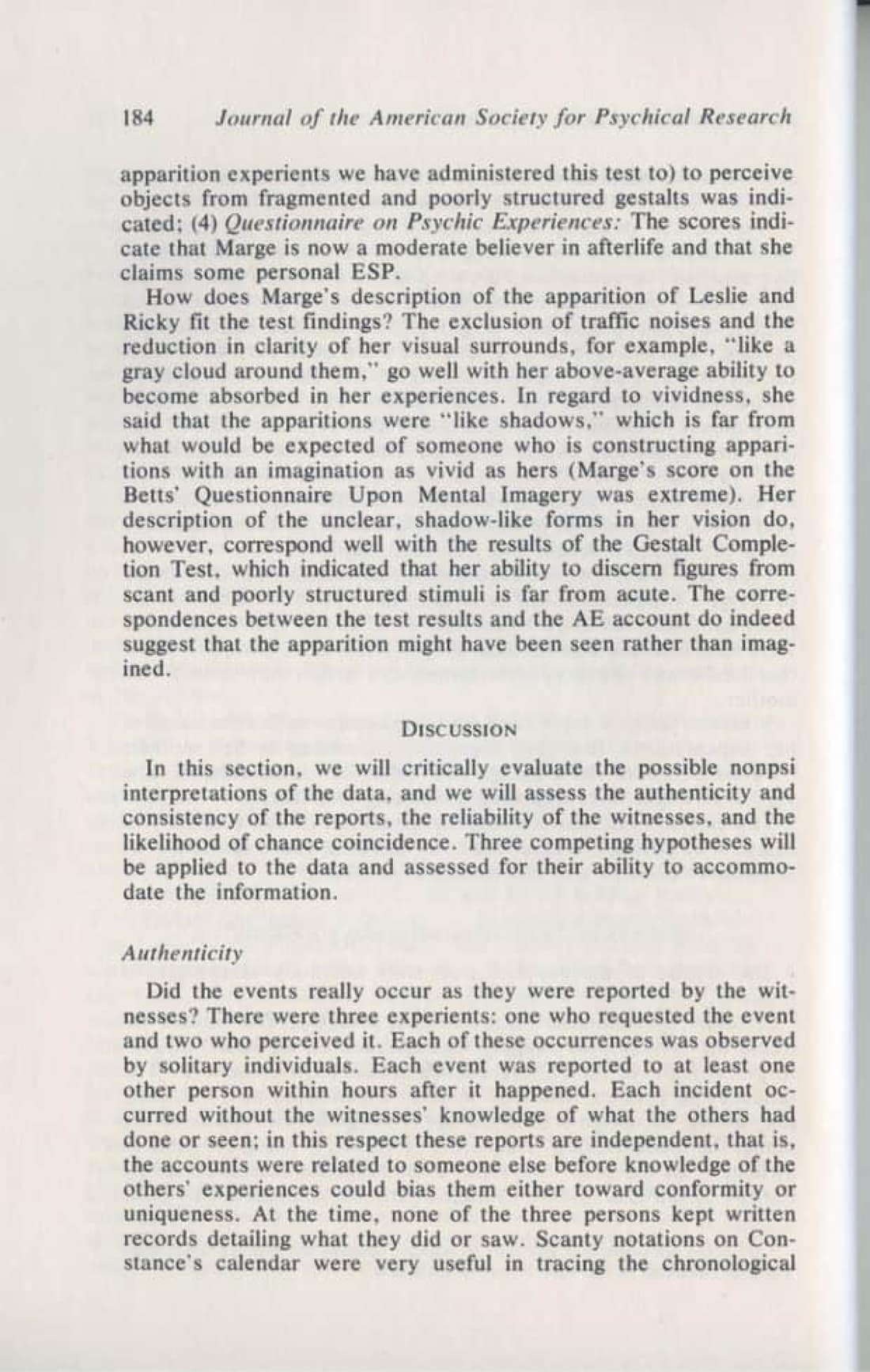 Characteristics of Purposeful Action in an Apparition Case, page 10 of 19