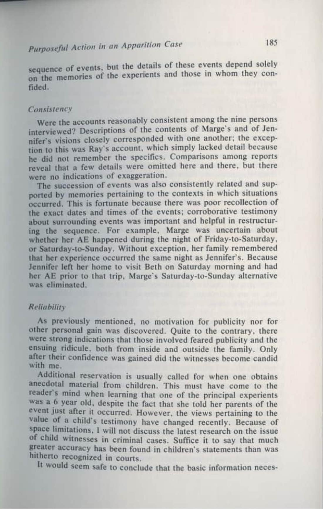 Characteristics of Purposeful Action in an Apparition Case, page 11 of 19