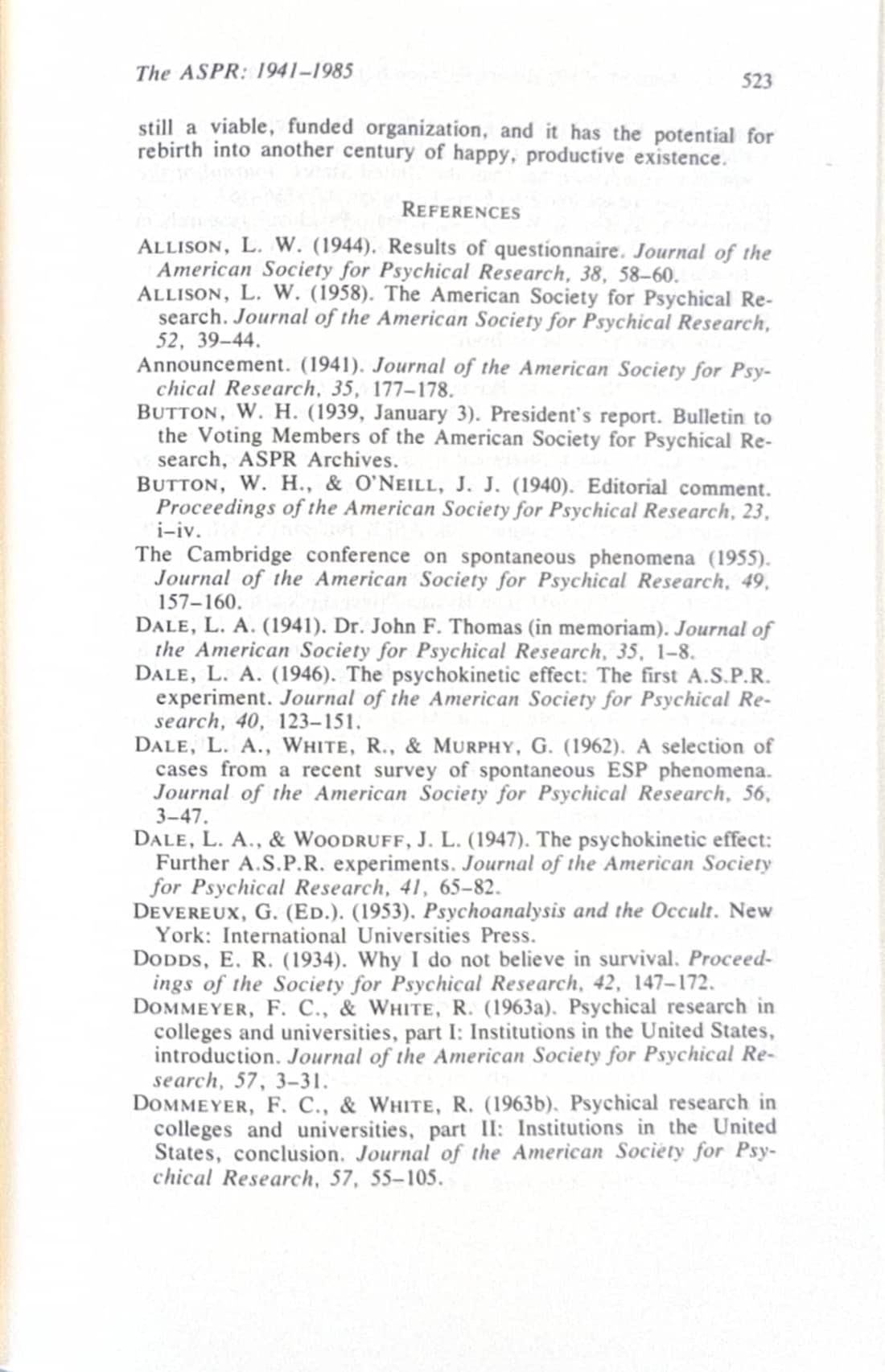The American Society for Psychical Research 1941–1985: A Personal View, page 23 of 29