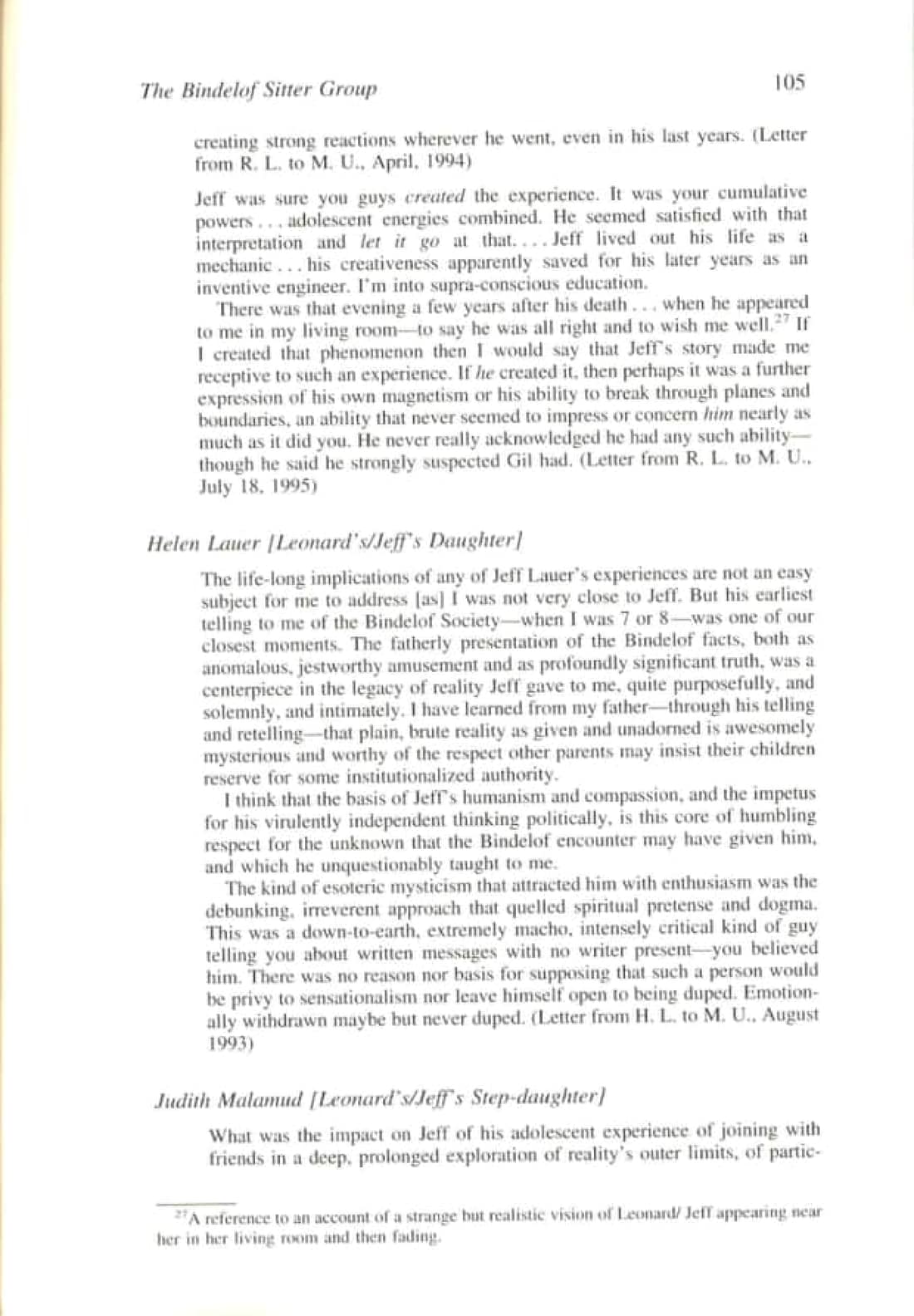 The Bindelof Sitter Group and Its Influence on the Lives of the Participants, page 91 of 95